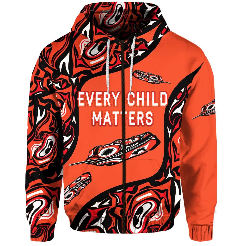 Orange Shirt Day Zip Hoodie Every Child Matters Aboriginal Feather LT8 - Wonder Print Shop