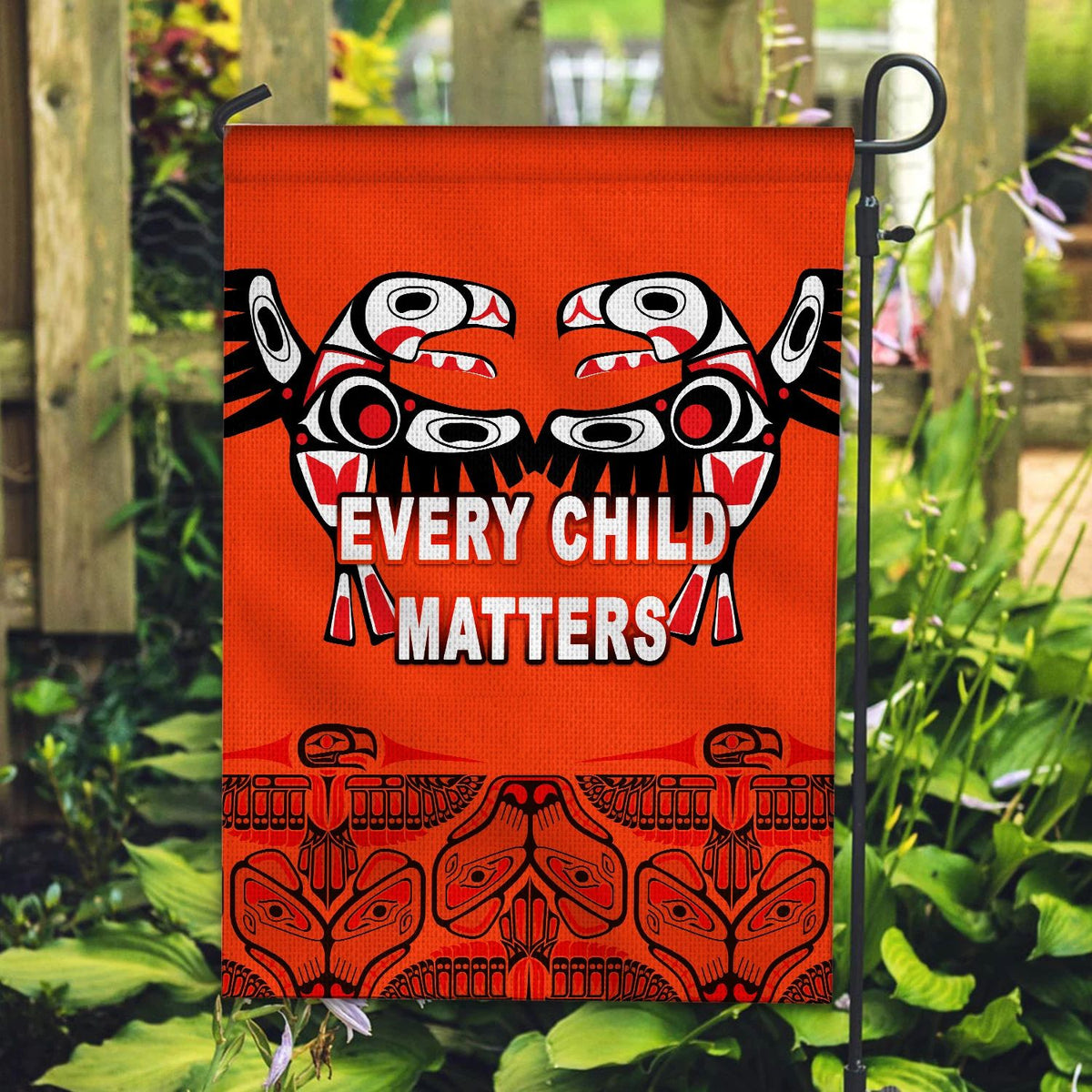 Orange Shirt Day Flag Every Child Matters Totem Bird Indigenous LT8 - Wonder Print Shop