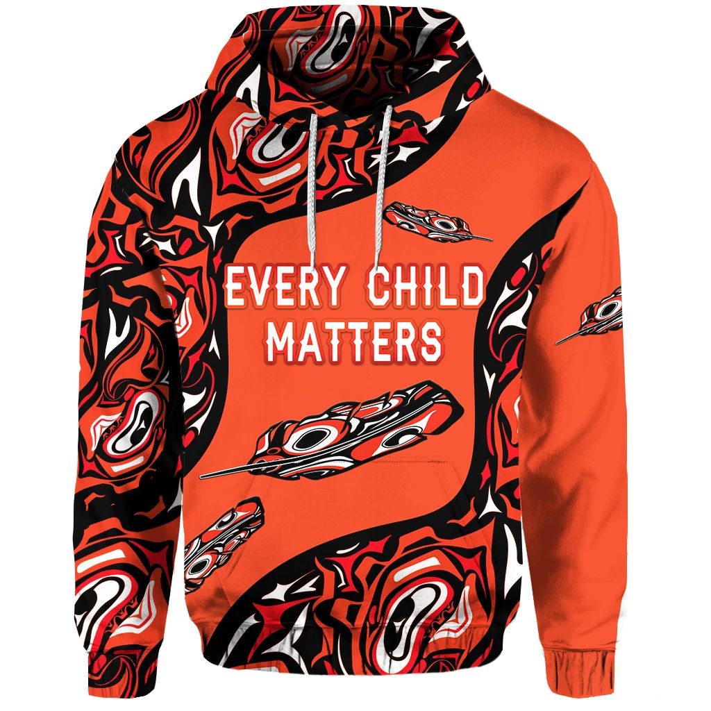 Orange Shirt Day Hoodie Every Child Matters Aboriginal Feather LT8 - Wonder Print Shop