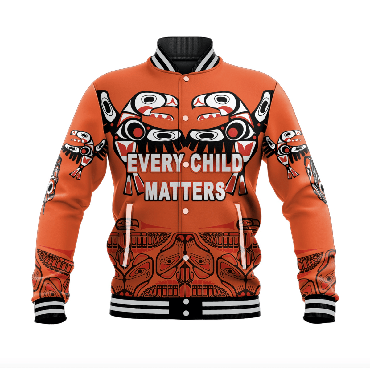 Orange Shirt Day Baseball Jacket Every Child Matters Totem Bird Indigenous LT8 - Wonder Print Shop