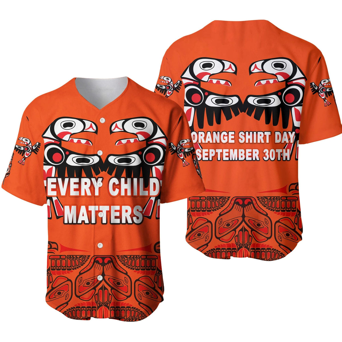 Orange Shirt Day Baseball Jersey Every Child Matters Totem Bird Indigenous LT8 - Wonder Print Shop