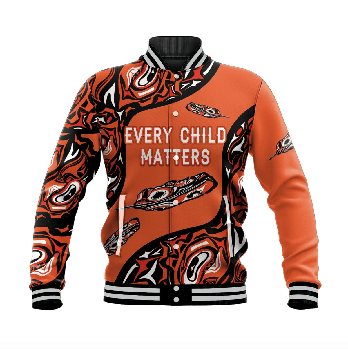Orange Shirt Day Baseball Jacket Every Child Matters Aboriginal Feather LT8 - Wonder Print Shop