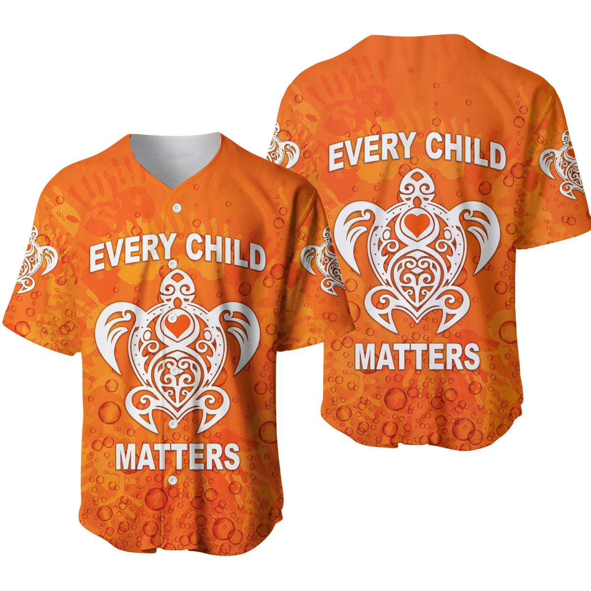 Orange Shirt Day Baseball Jersey Every Child Matters Baby Turtle With Heart LT8 - Wonder Print Shop