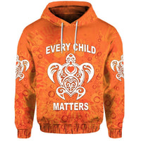 Orange pullover hoodie with Every Child Matters heart angel graphic