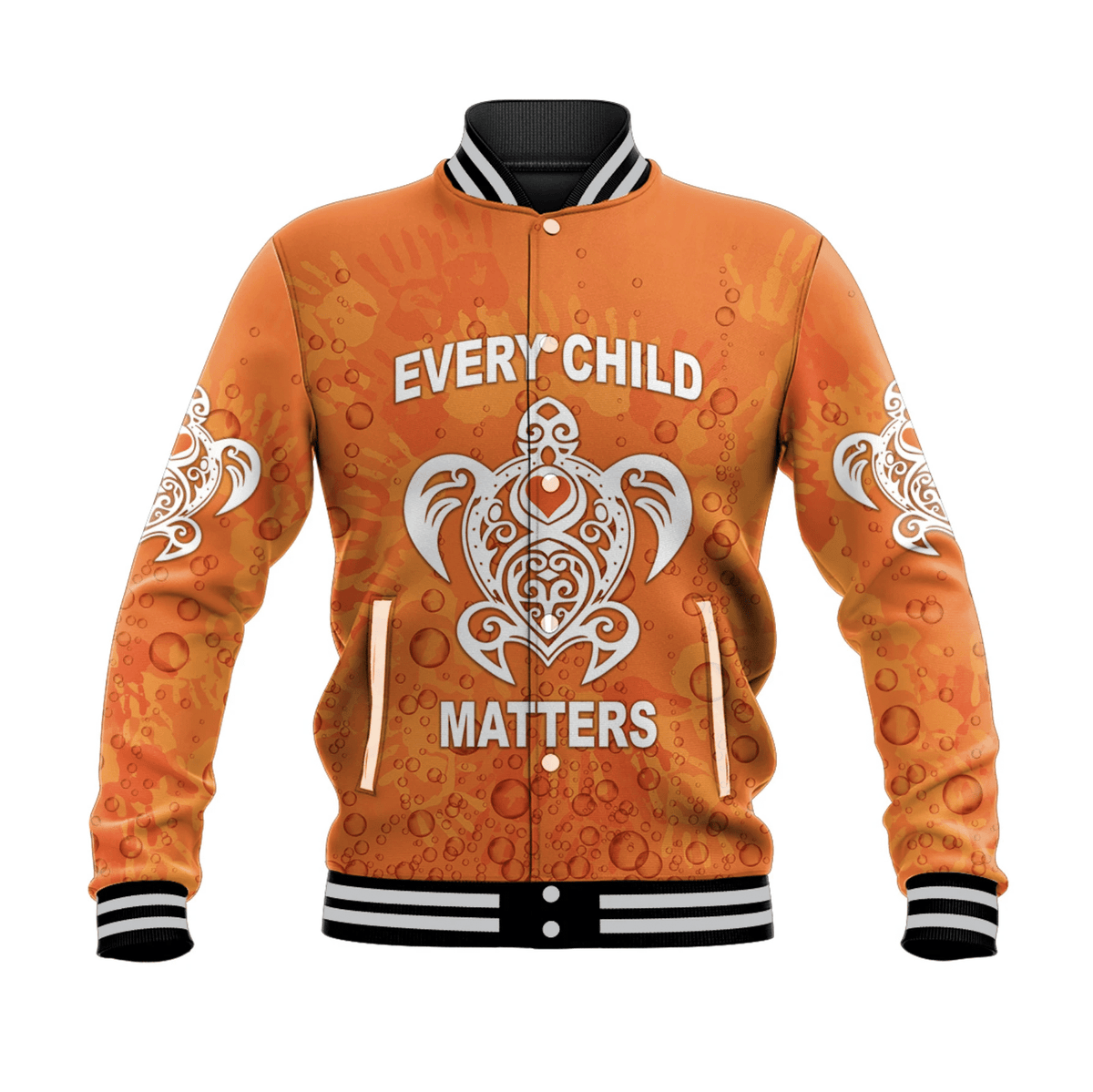 Orange Shirt Day Baseball Jacket Every Child Matters Baby Turtle With Heart LT8 - Wonder Print Shop