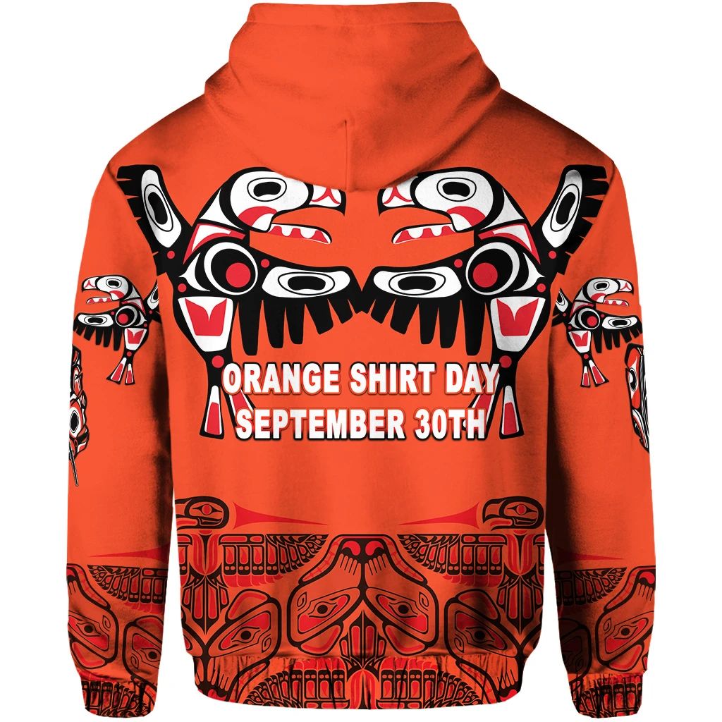 Orange Shirt Day Zip Hoodie Every Child Matters Totem Bird Indigenous LT8 - Wonder Print Shop