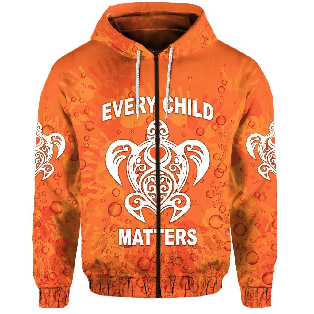 Orange Shirt Day Zip Hoodie Every Child Matters Baby Turtle With Heart LT8 - Wonder Print Shop