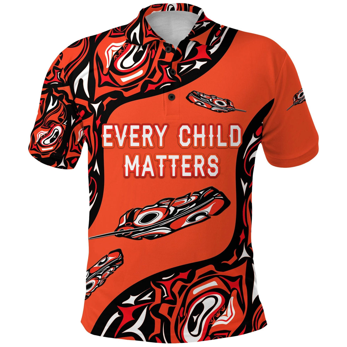 Orange Shirt Day Polo Shirt Every Child Matters Aboriginal Feather LT8 - Wonder Print Shop