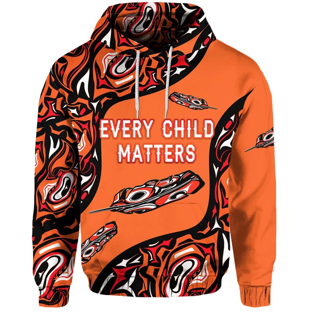 Orange Shirt Day Hoodie Every Child Matters Aboriginal Feather NO.1 LT8 - Wonder Print Shop