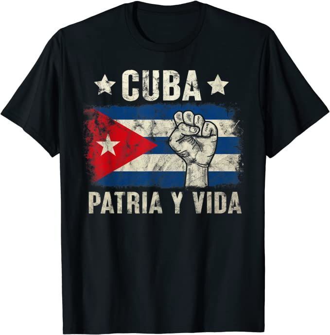 Patria y vida, Cuba Flag, Cuban Fist, Free Cuba, Cuba Cotton T shirt LT10 - Wonder Print Shop