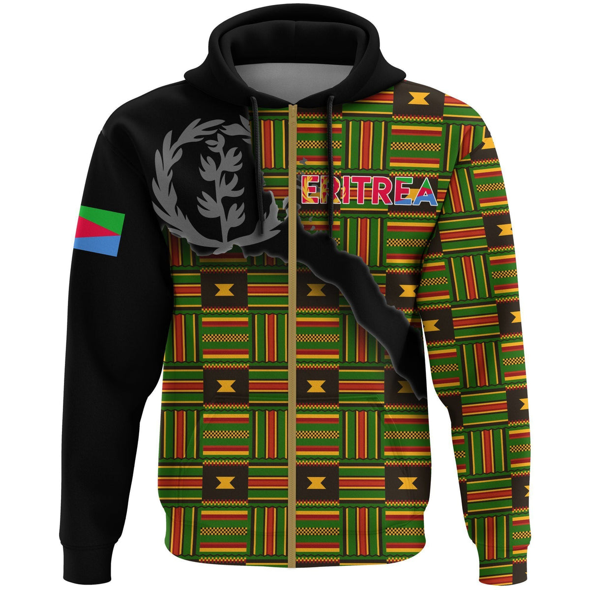 Eritrea Map Kente Flag Zip Hoodie LT13 - Wonder Print Shop