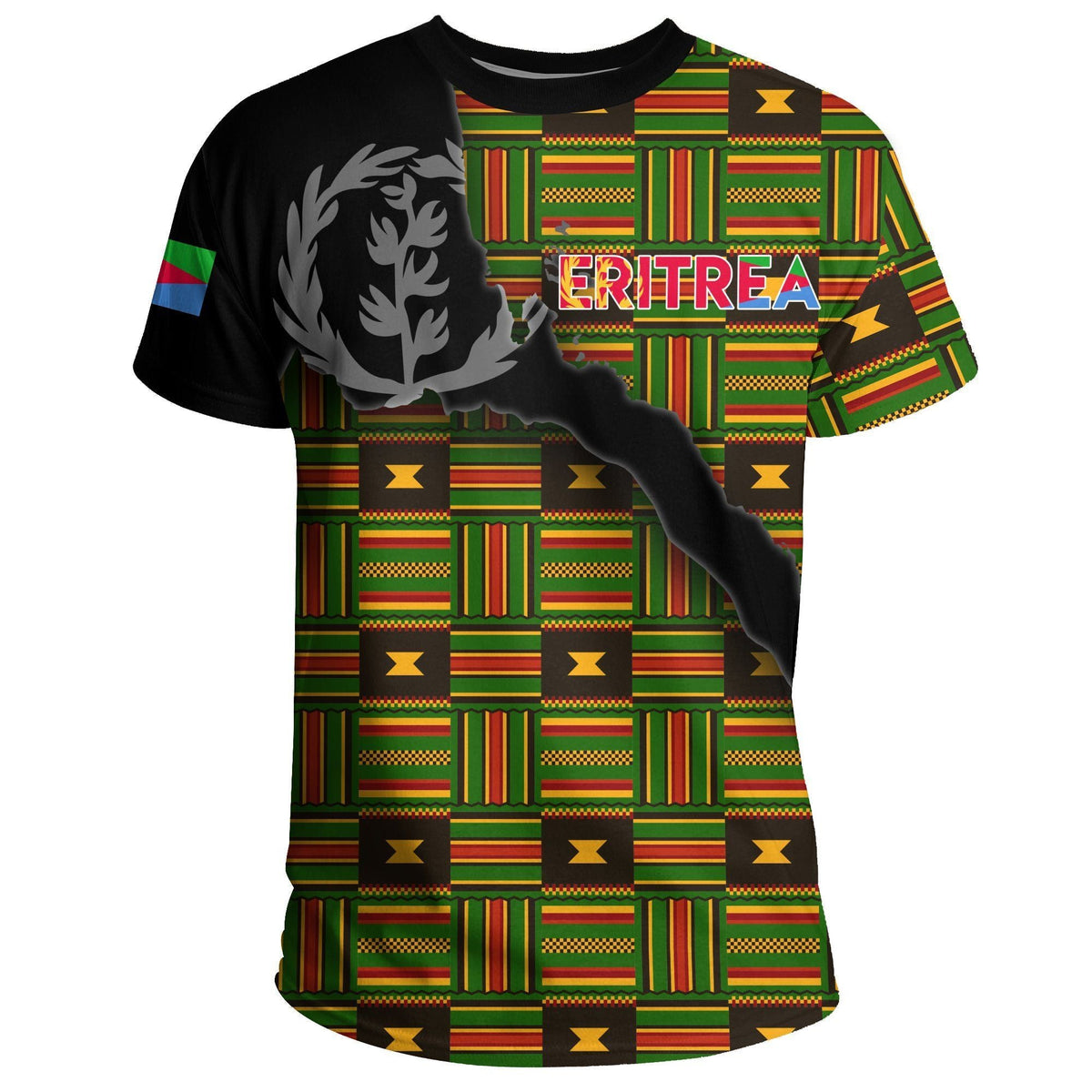 Eritrea Map Kente Flag T Shirt LT13 - Wonder Print Shop