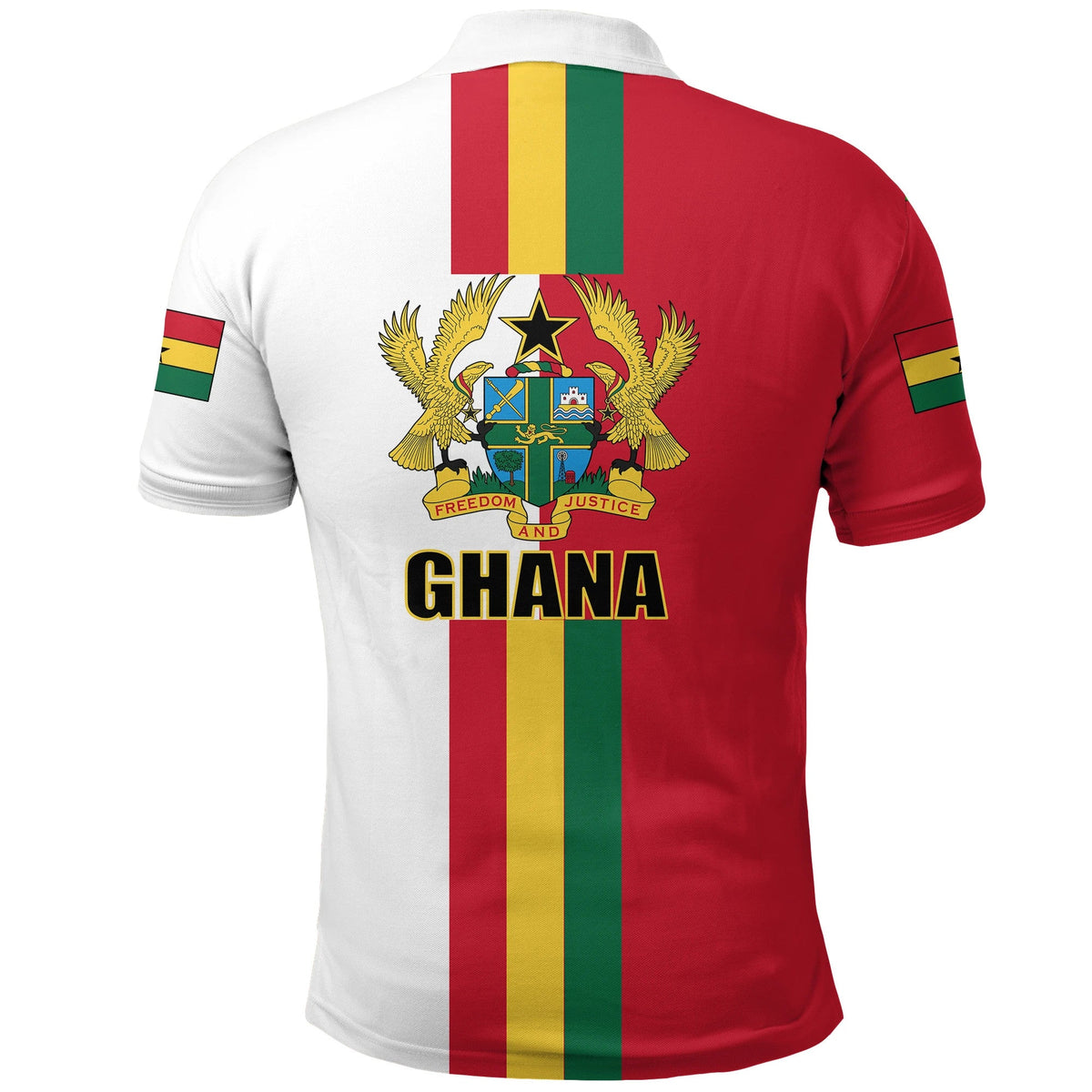 Ghana Flag Polo Shirt ver1 White LT20 - Wonder Print Shop