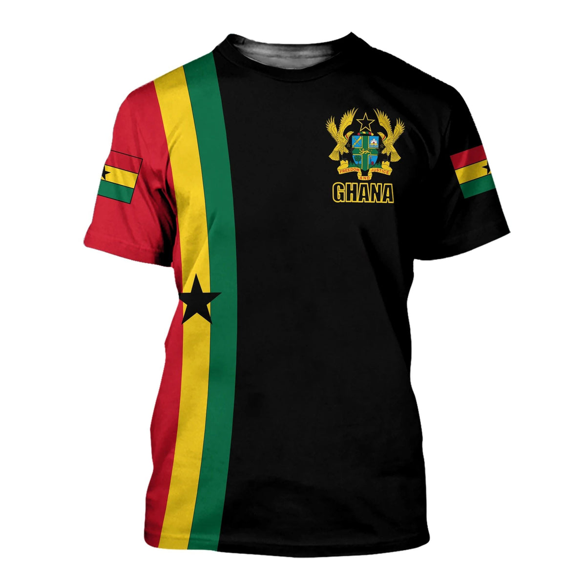 Ghana Flag T Shirt ver1 Black LT20 - Wonder Print Shop