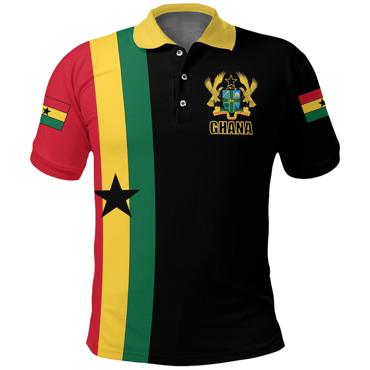 Ghana Flag Polo Shirt ver1 Black LT20 - Wonder Print Shop