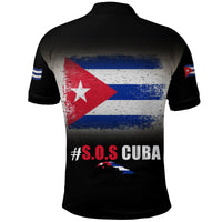 SOS Cuba Polo Shirt Flag Grunge LT13 - Wonder Print Shop