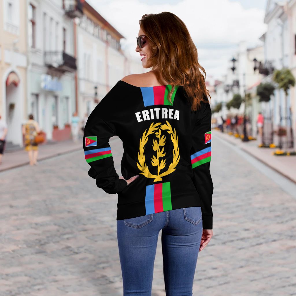 Eritrea Women Off Shoulder Striped Black LT13 - Wonder Print Shop