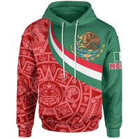 Mexico Hoodie Mexico Coat Of Arms With Aztec Patterns RLT13 - Wonder Print Shop
