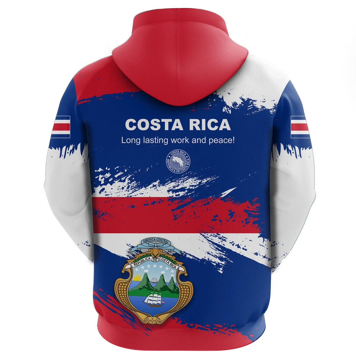 Costa Rica Hoodie Costa Rica Flag Brush RLT13 - Wonder Print Shop