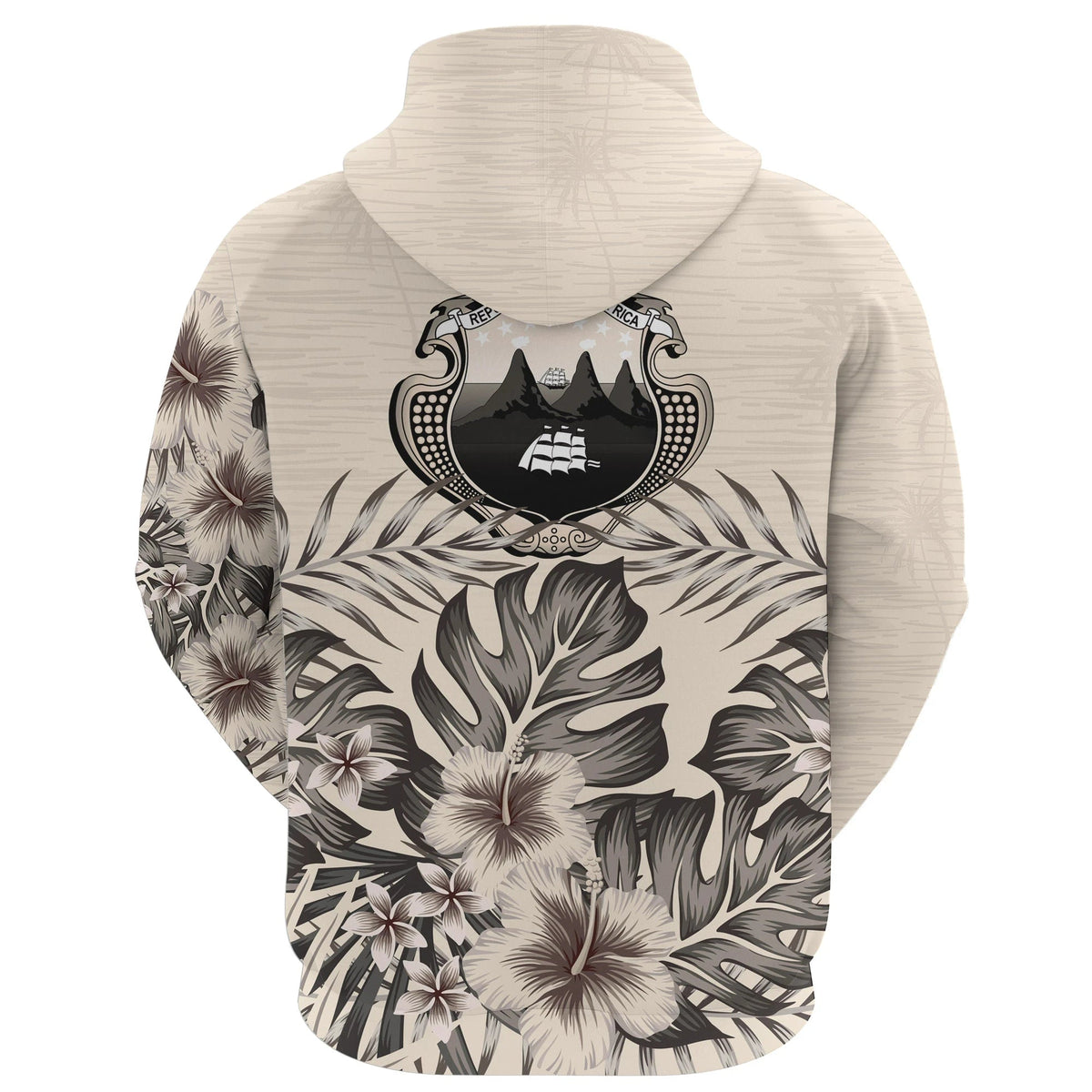 Costa Rica Hoodie The Beige Hibiscus RLT13 - Wonder Print Shop