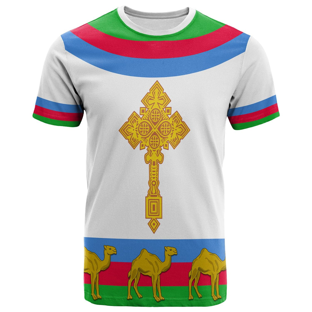 Custom Eritrea T Shirt Cross Flag Camel White LT13 - Wonder Print Shop