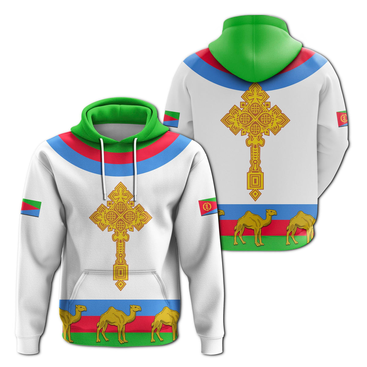 Eritrea Hoodie Cross Flag Camel White LT13 - Wonder Print Shop