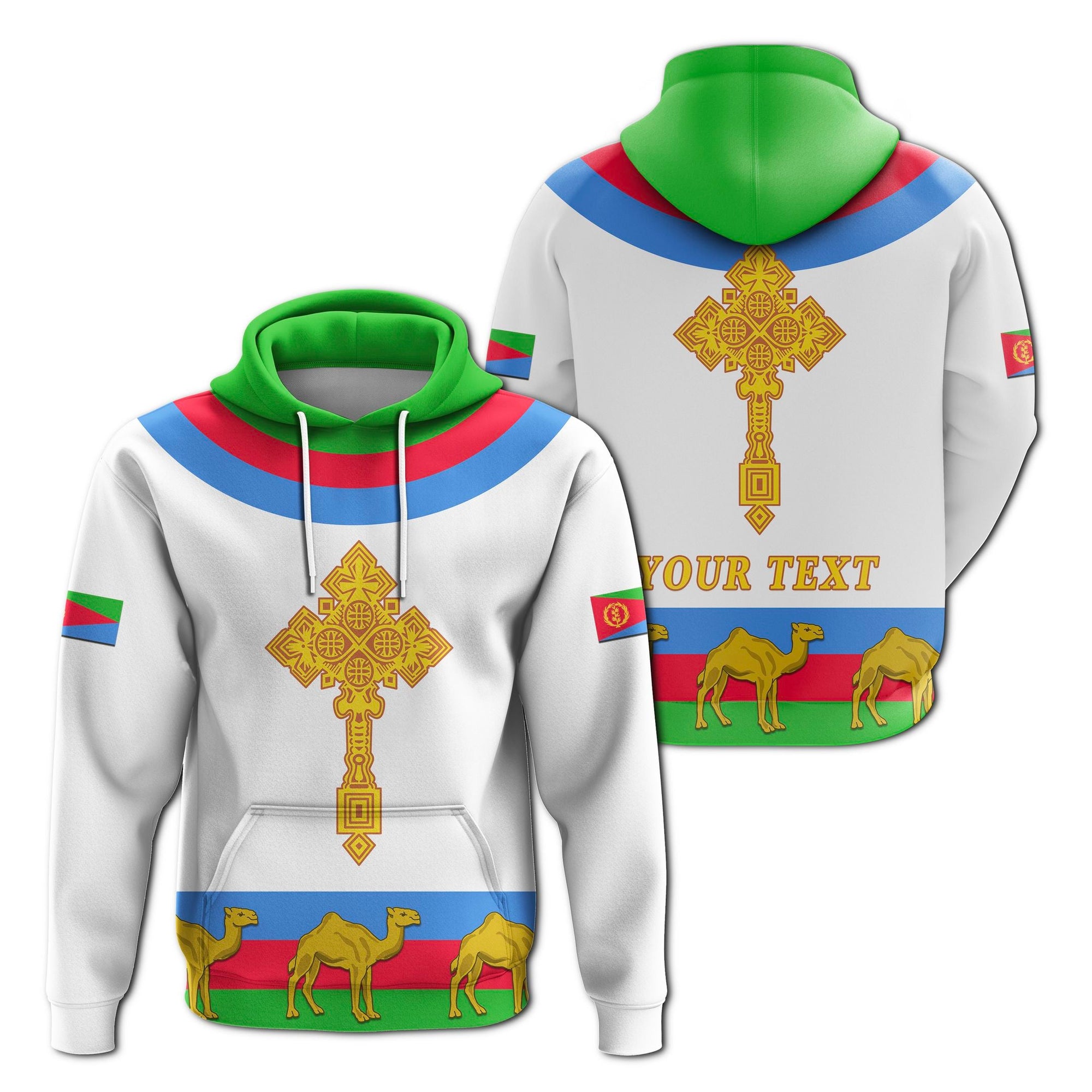 custom-personalised-eritrea-hoodie-cross-flag-camel-white