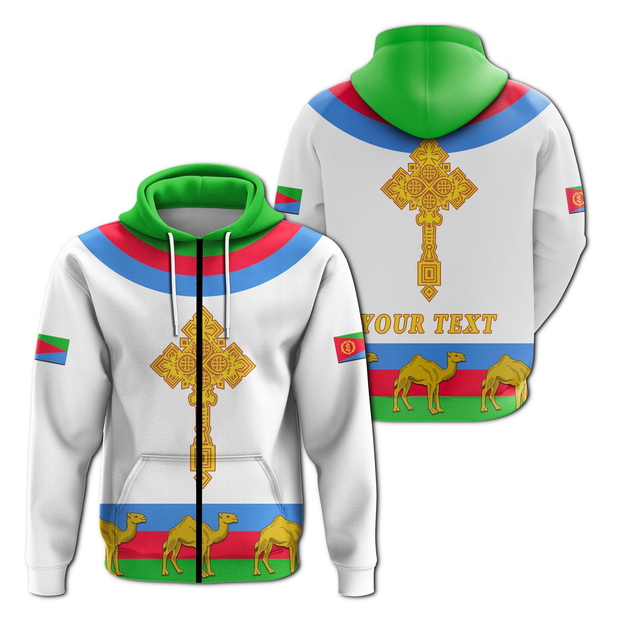 custom-personalised-eritrea-zip-hoodie-cross-flag-camel-white