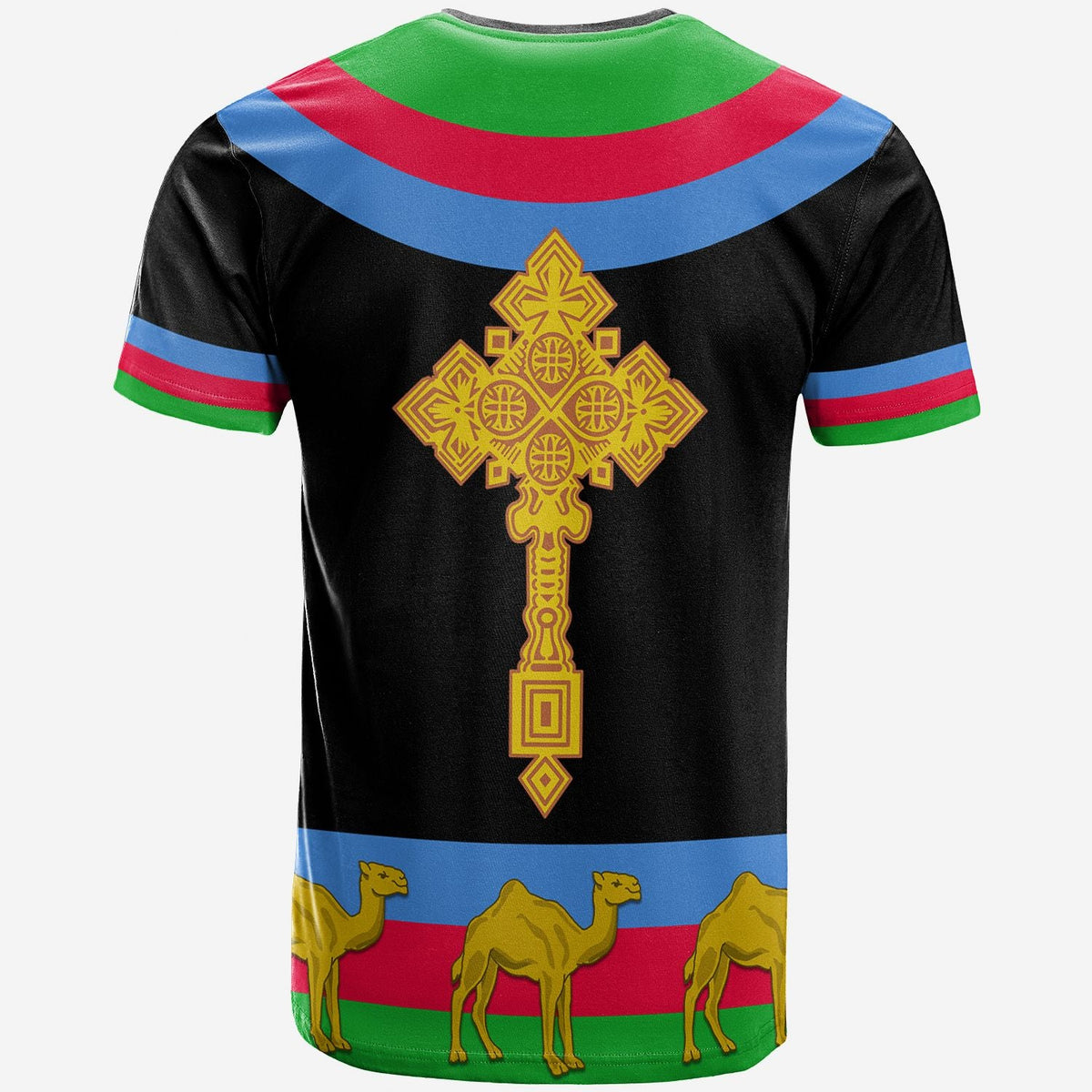 Eritrea T Shirt Cross Flag Camel Black LT13 - Wonder Print Shop