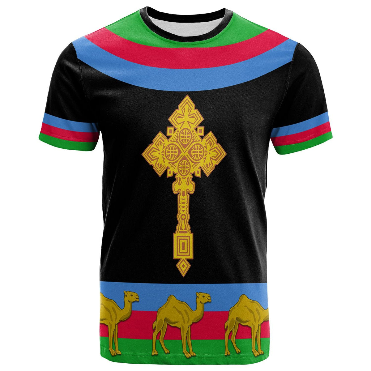 Eritrea T Shirt Cross Flag Camel Black LT13 - Wonder Print Shop