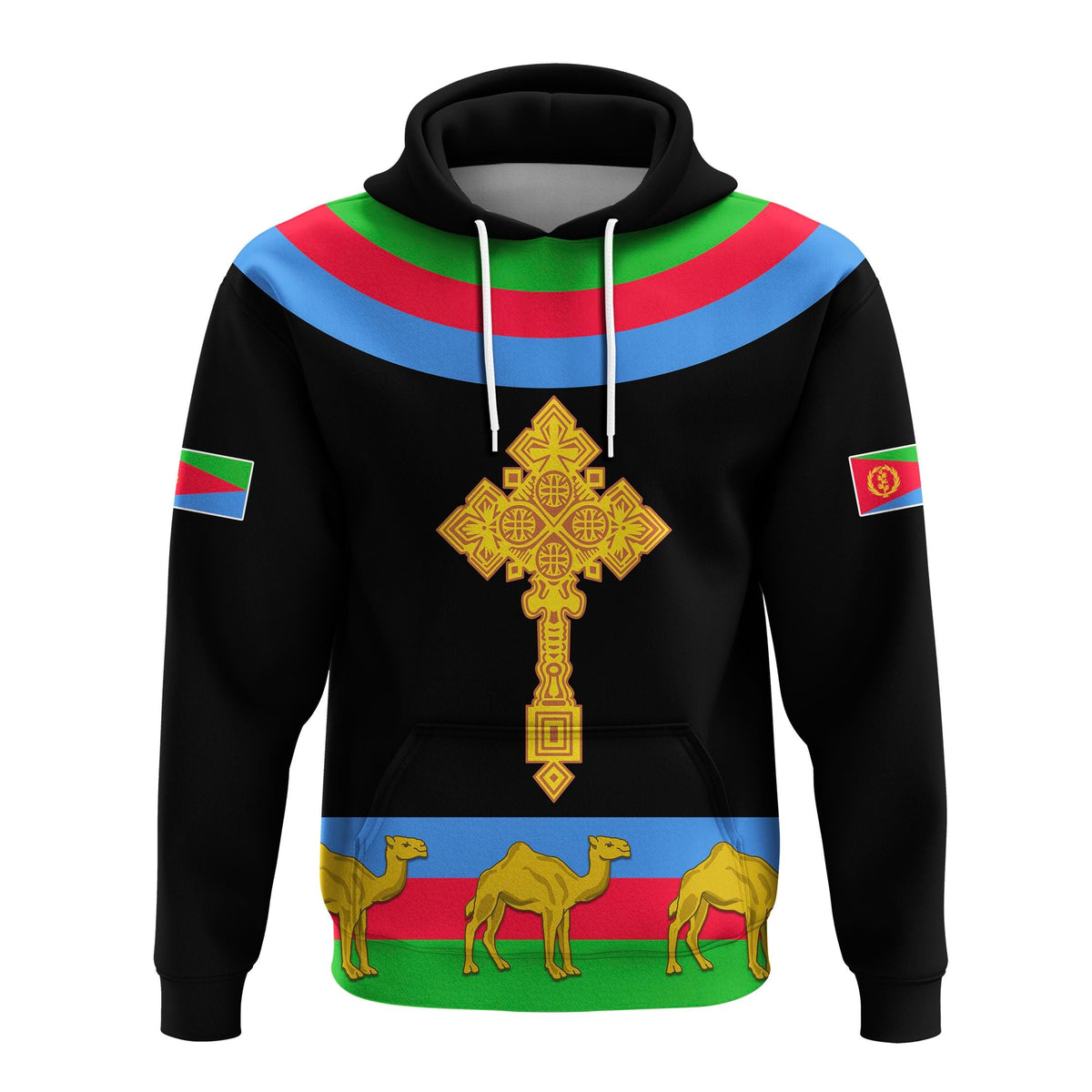 Custom Eritrea Hoodie Cross Flag Camel Black LT13 - Wonder Print Shop
