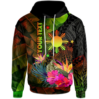 Custom The Philippines Polynesian Hoodie Hibiscus and Banana Leaves RLT6 - Wonder Print Shop