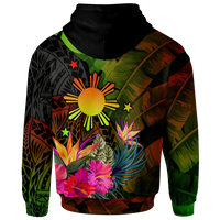 Custom The Philippines Polynesian Hoodie Hibiscus and Banana Leaves RLT6 - Wonder Print Shop