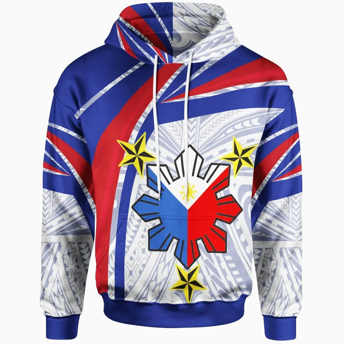 Philippines Hoodie Polynesian Pattern With Flag RLT6 - Wonder Print Shop