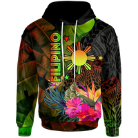 The Philippines Polynesian Hoodie Hibiscus and Banana Leaves RLT6 - Wonder Print Shop
