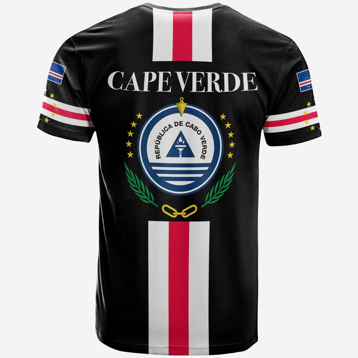 Cape Verde T Shirt Striped Version Black LT13 - Wonder Print Shop