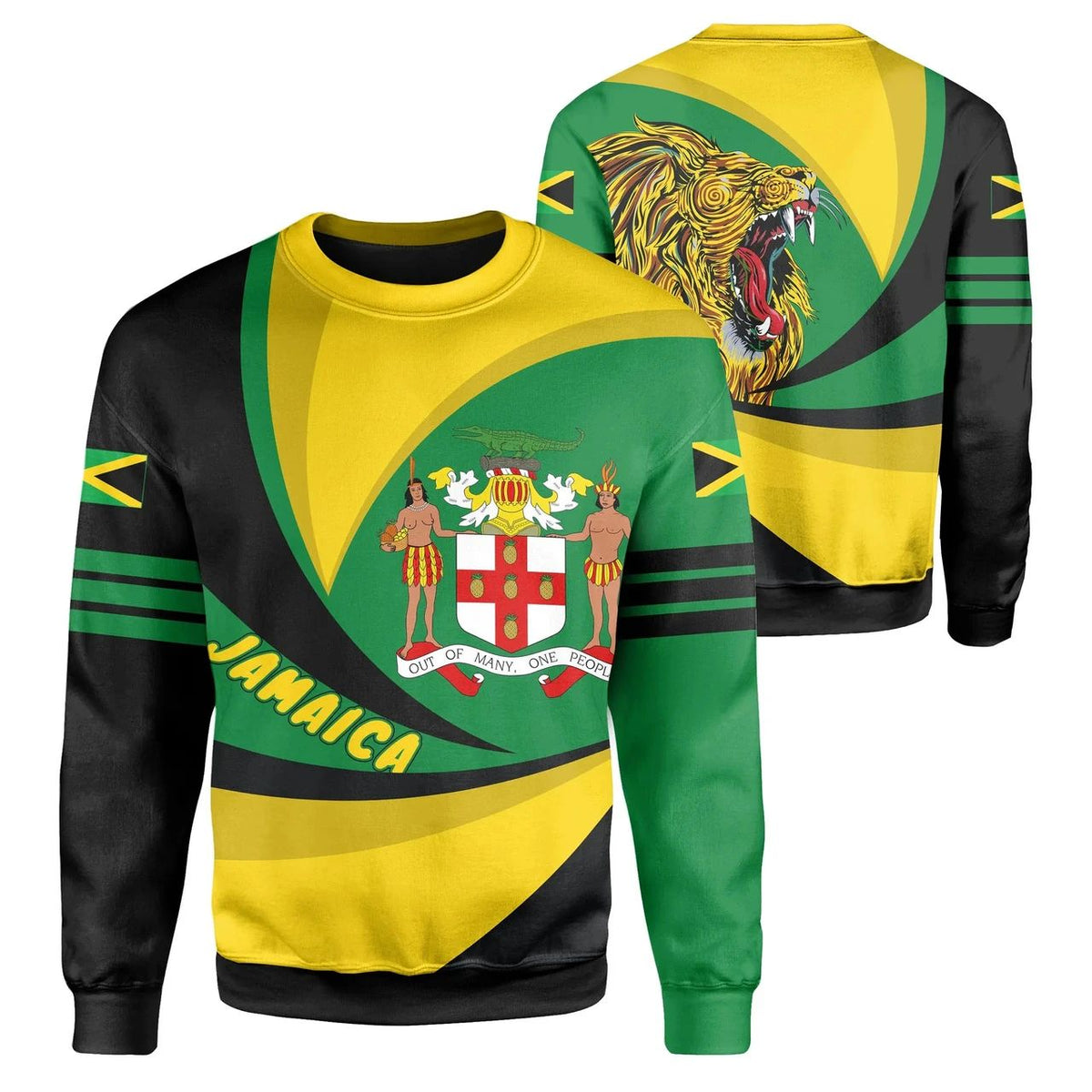 Jamaica Lion Coat Of Arms Sweatshirt - Storm Style LT13 - Wonder Print Shop