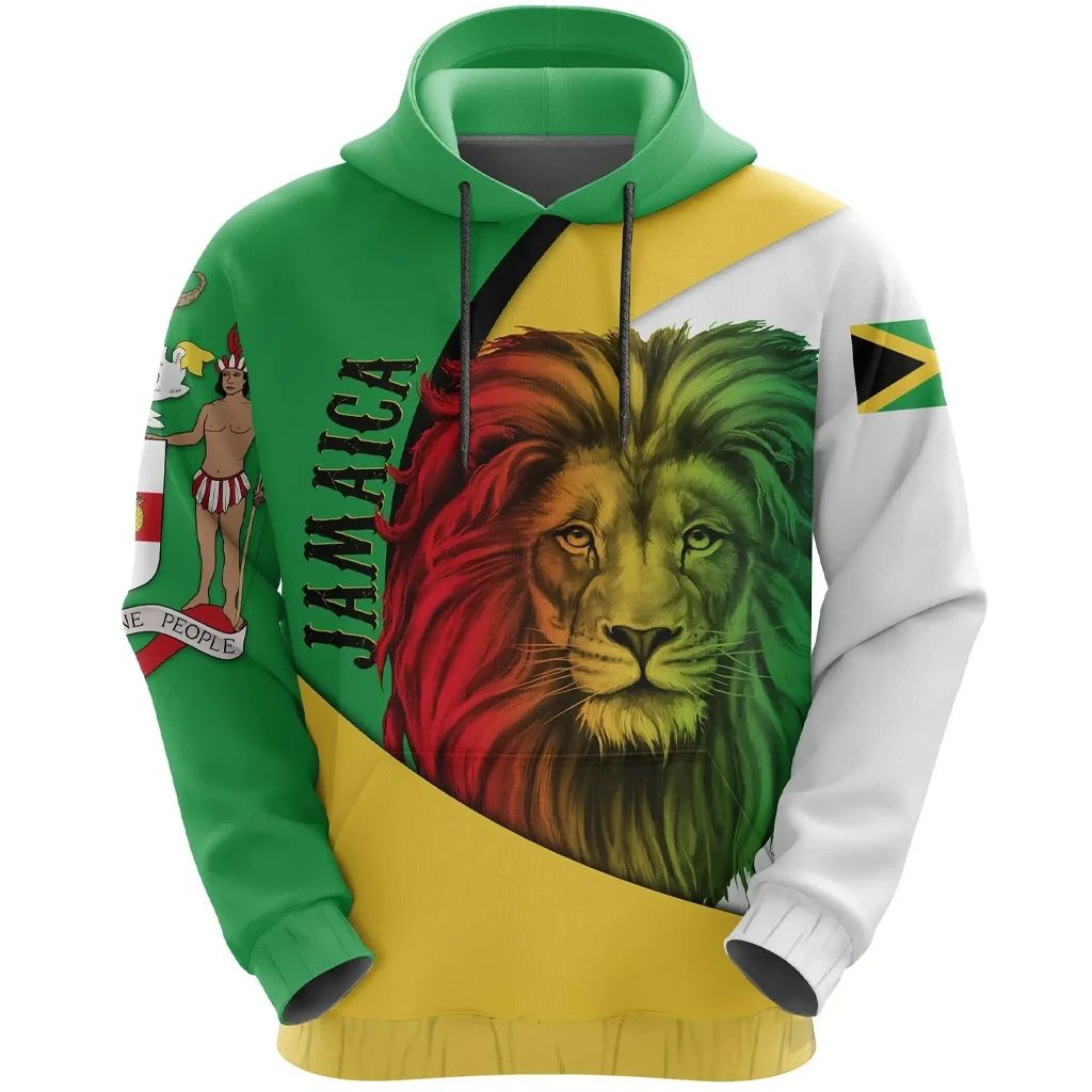 Jamaica Hoodie Lion Coat Of Arm Reggae LT13 - Wonder Print Shop