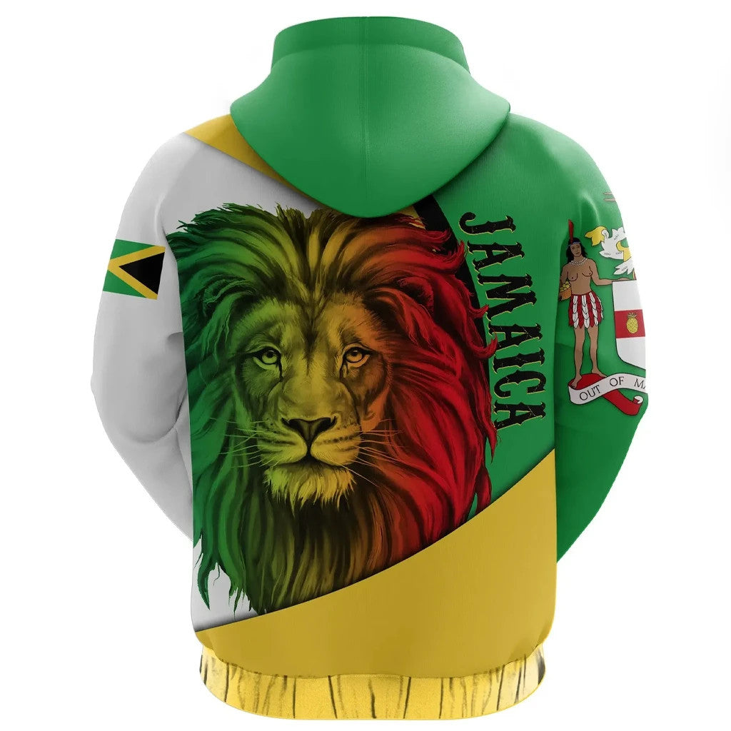 Jamaica Zip Hoodie Lion Coat Of Arm Reggae LT13 - Wonder Print Shop