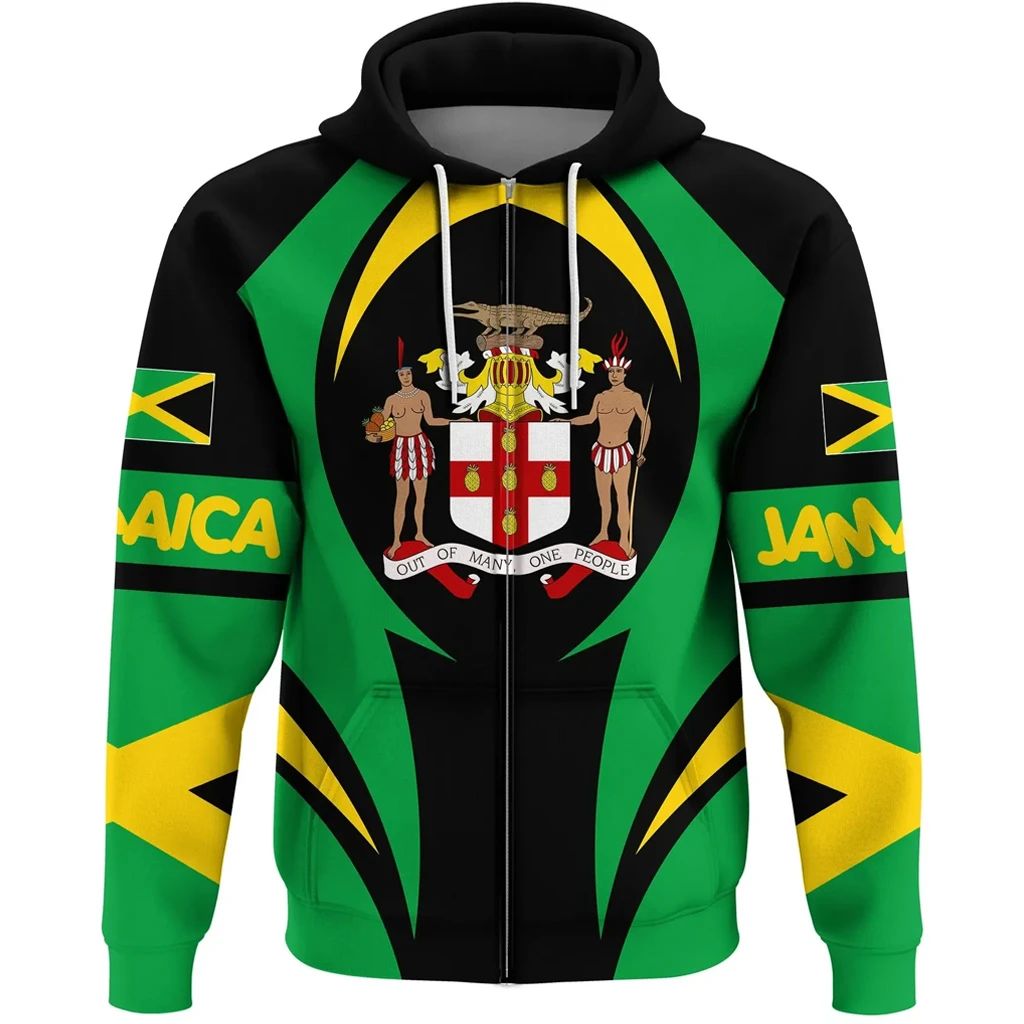 Jamaica Zip Hoodie Action Flag LT13 - Wonder Print Shop