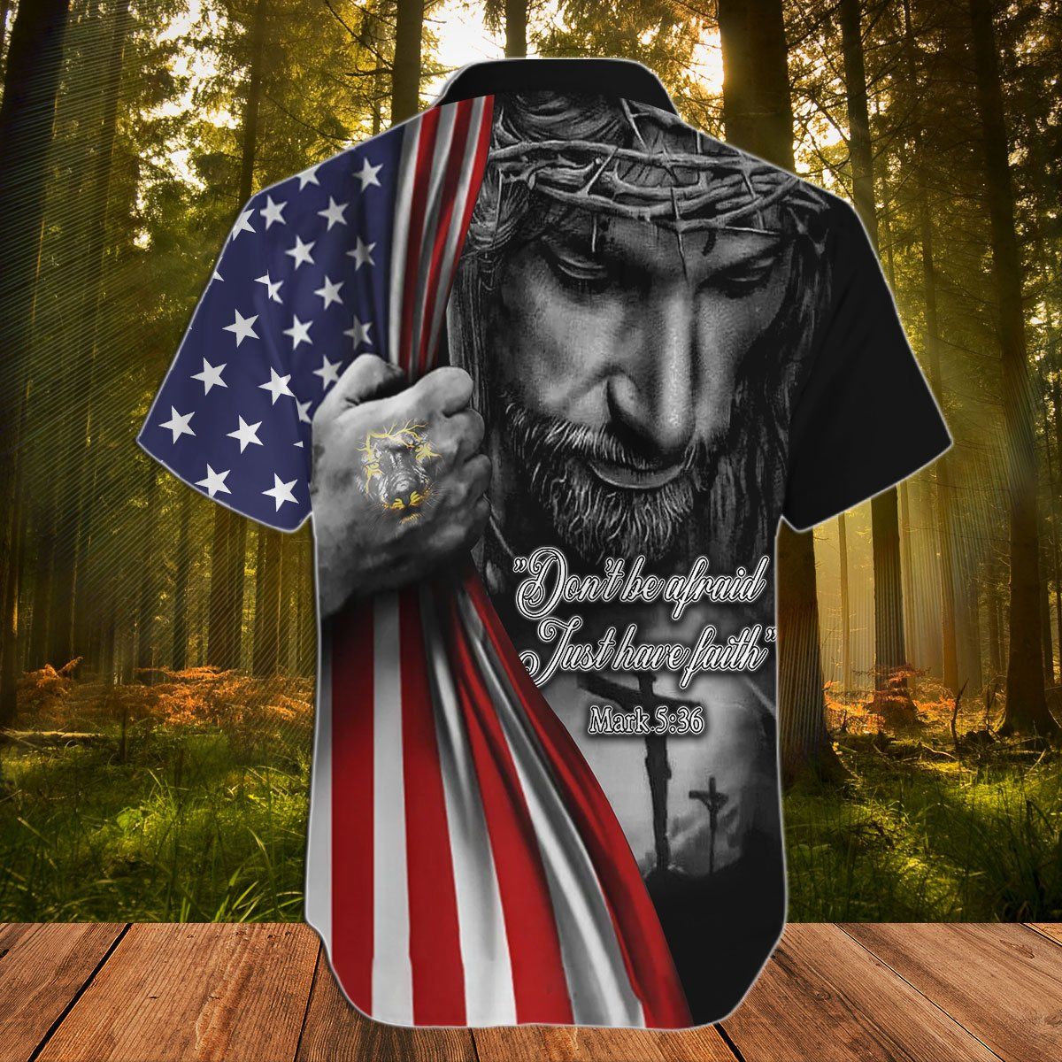 Jesus Hawaiian Shirt Cross mix Flag LT13 - Wonder Print Shop