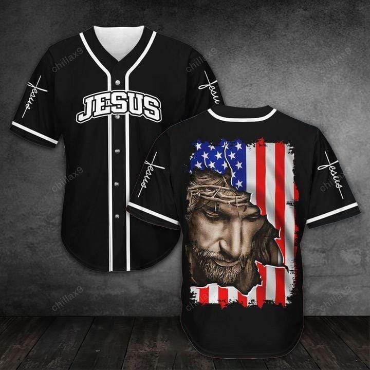Jesus American Flag Baseball Jersey LT13 - Wonder Print Shop