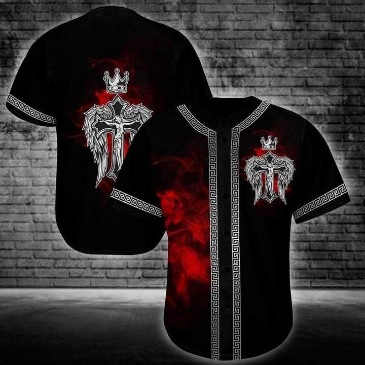 Jesus Crown and Wings Baseball Jersey LT13 - Wonder Print Shop