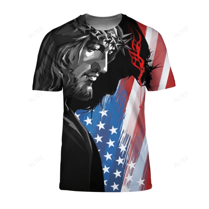 American flag Jesus T Shirt LT13 - Wonder Print Shop