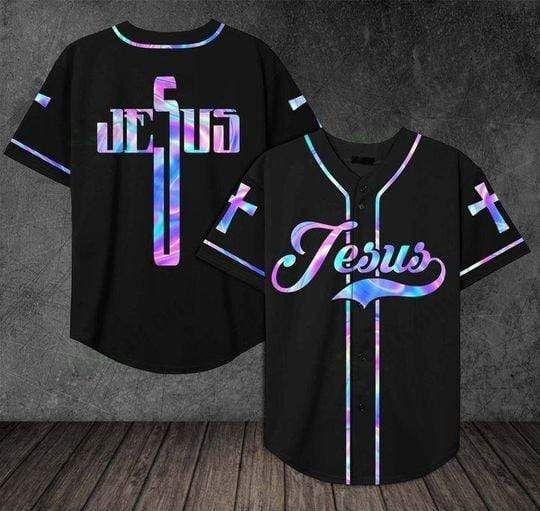 Jesus Hologram Cross Baseball Jersey LT13 - Wonder Print Shop