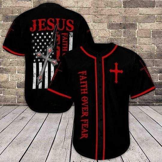 Jesus Faith Over Fear Baseball Jersey LT13 - Wonder Print Shop