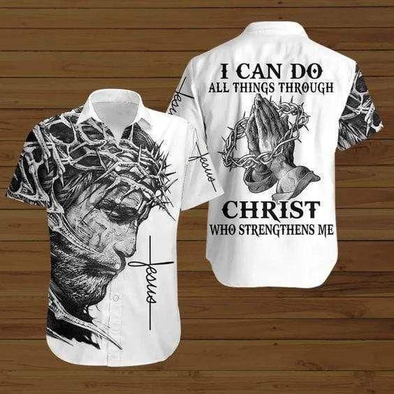 Jesus Christ Drawing Hawaiian Shirt I Can Do All Things LT13 - Wonder Print Shop