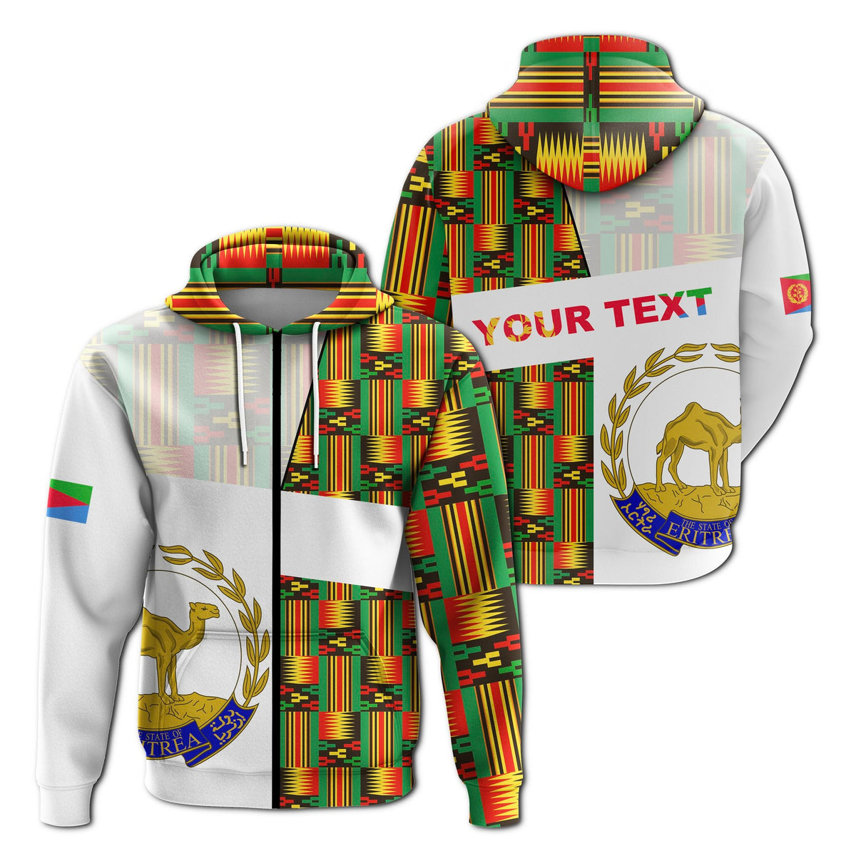 Custom Eritrea Zip Hoodie Kente Pattern LT13 - Wonder Print Shop