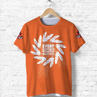 Orange Shirt Day Maple Leaf and Feathers T Shirt Every Child Matters LT13 - Wonder Print Shop