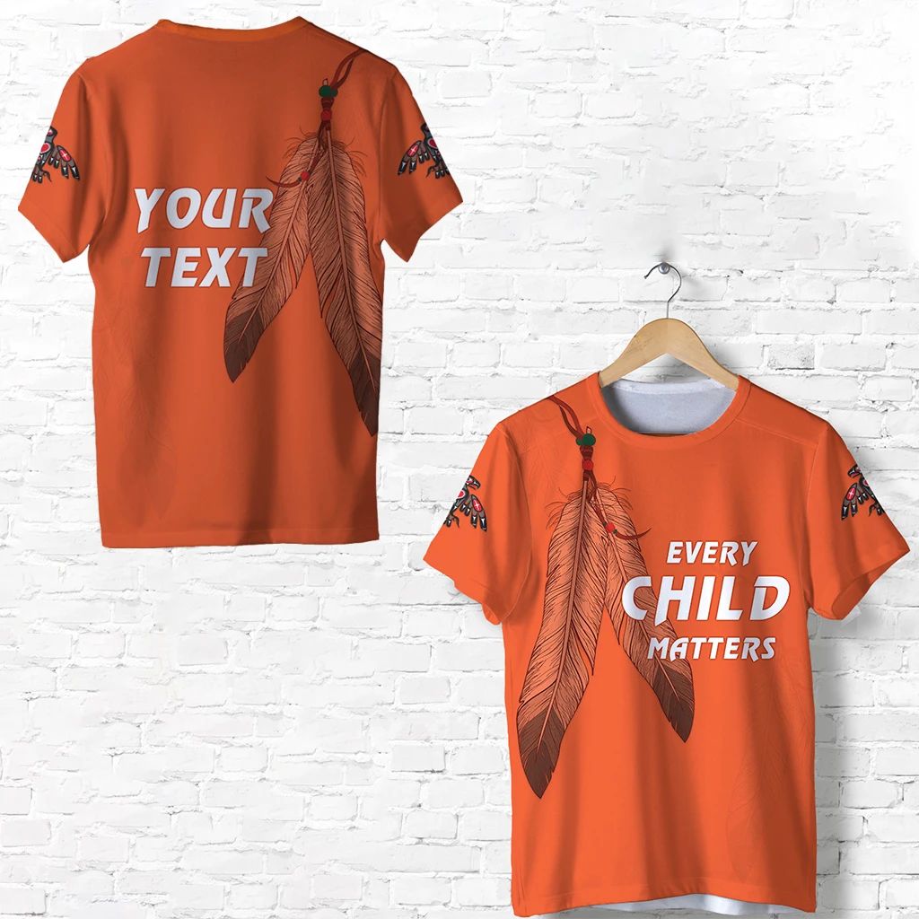 Custom Orange Shirt Day Feathers T Shirt Every Child Matters LT13 - Wonder Print Shop
